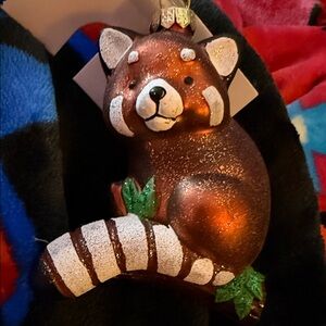 NWT Charming Brown and White Red Panda Ornament glass